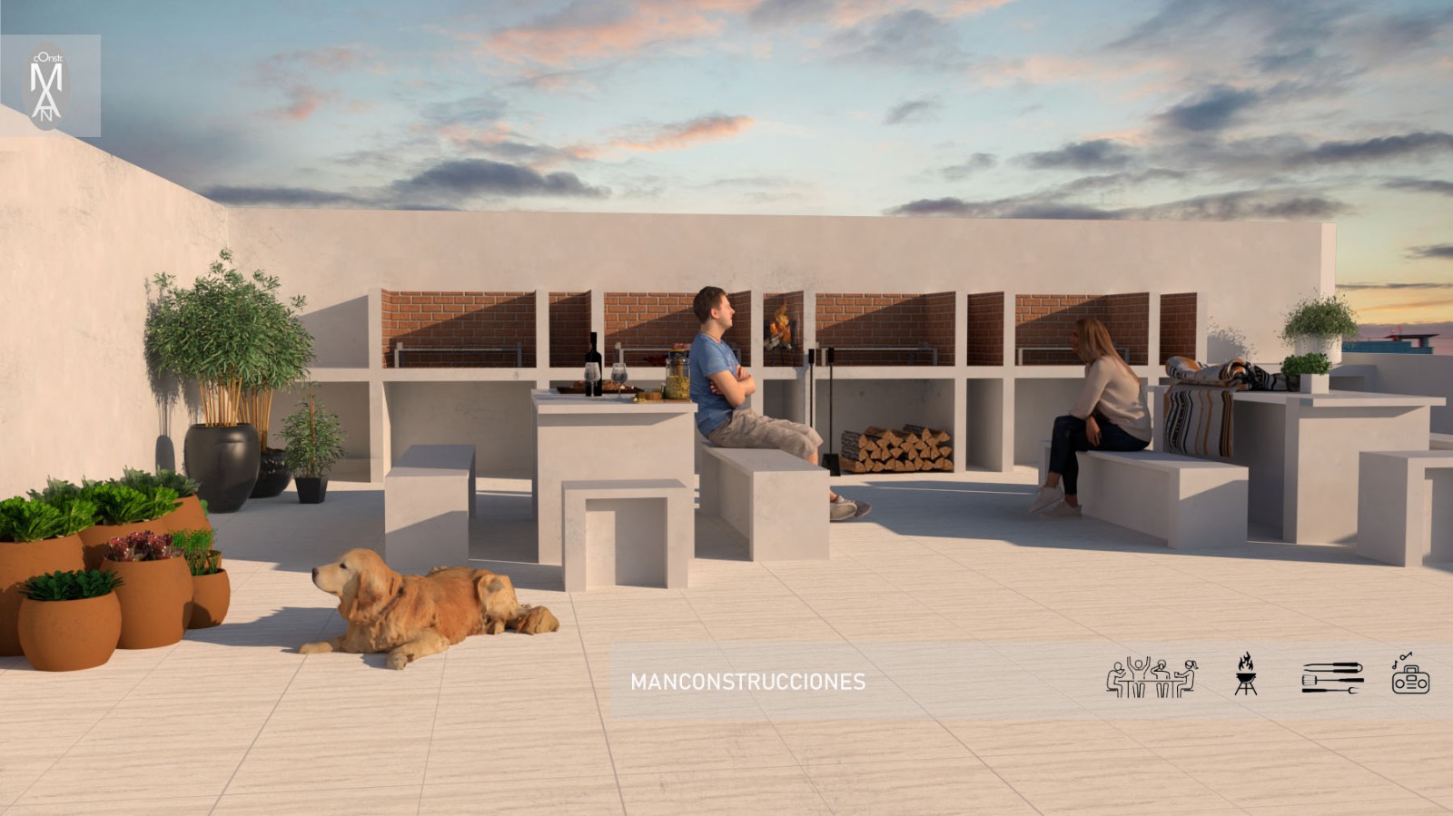 Terraza con parrilla